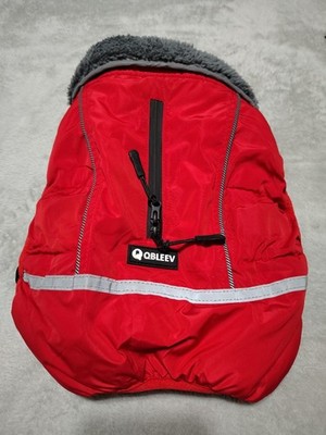QBLEEV Dog Coat Small Red Reflective Fur Lined Warm Adjustable Outdoor Walks