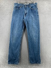 Pantalones de mezclilla vintage Y2k Gap de ajuste fácil para hombre 33x33 lavado medio real pierna recta