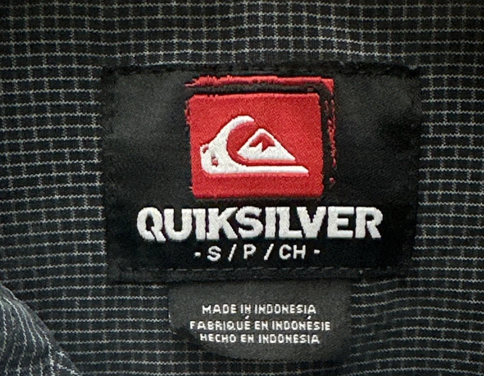 Camisa Quiksilver Para Hombre S Gris Rejilla Fina Manga Corta Bolsillo Abotonado Foto 2 de 4