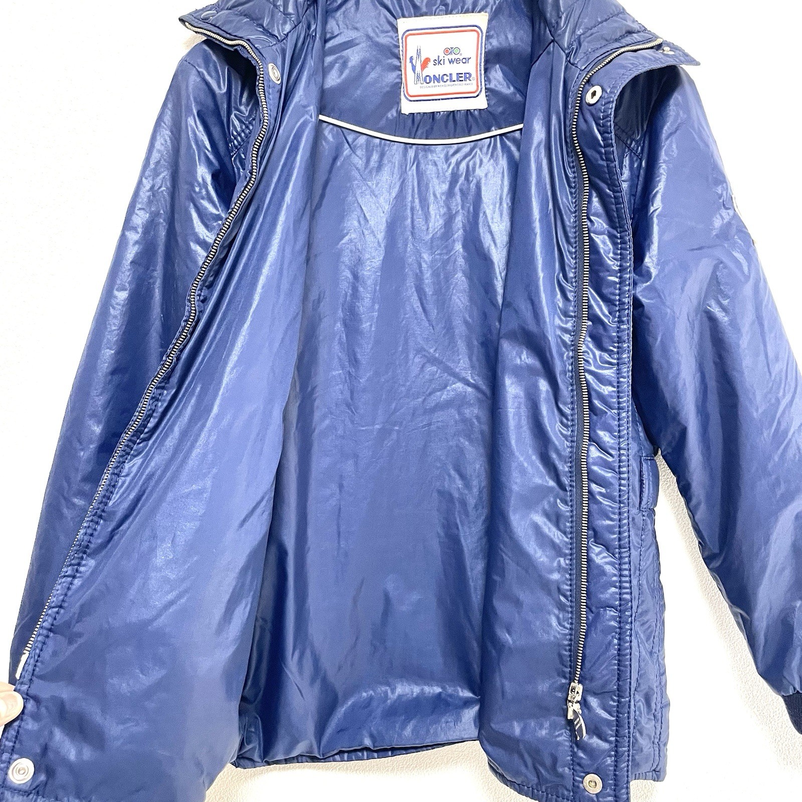 Authentic Vintage MONCLER Original Down Jacket Ski Wear Blue Nylon Woman 80s S/M thumbnail 3