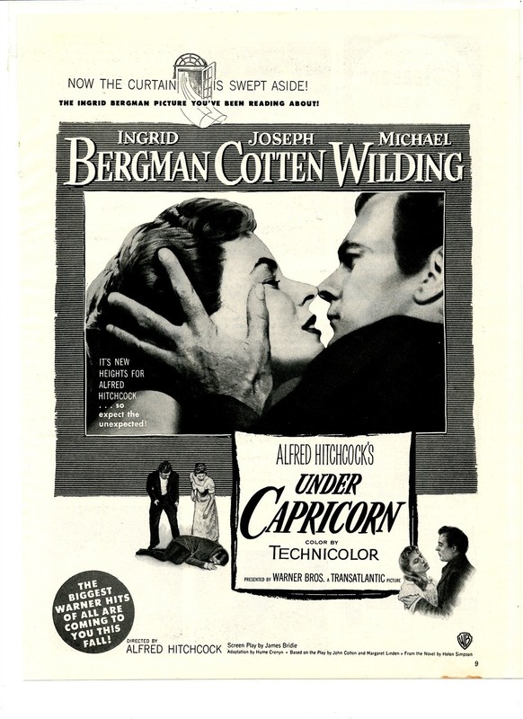 UNDER CAPRICORN 1949 Hitchcock, Bergman, Cotton magazine ad