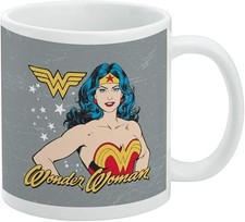 Wonder Woman Vintage Icon White Ceramic Coffee Mug Eleven Ounce Hot Tea Cup 11oz