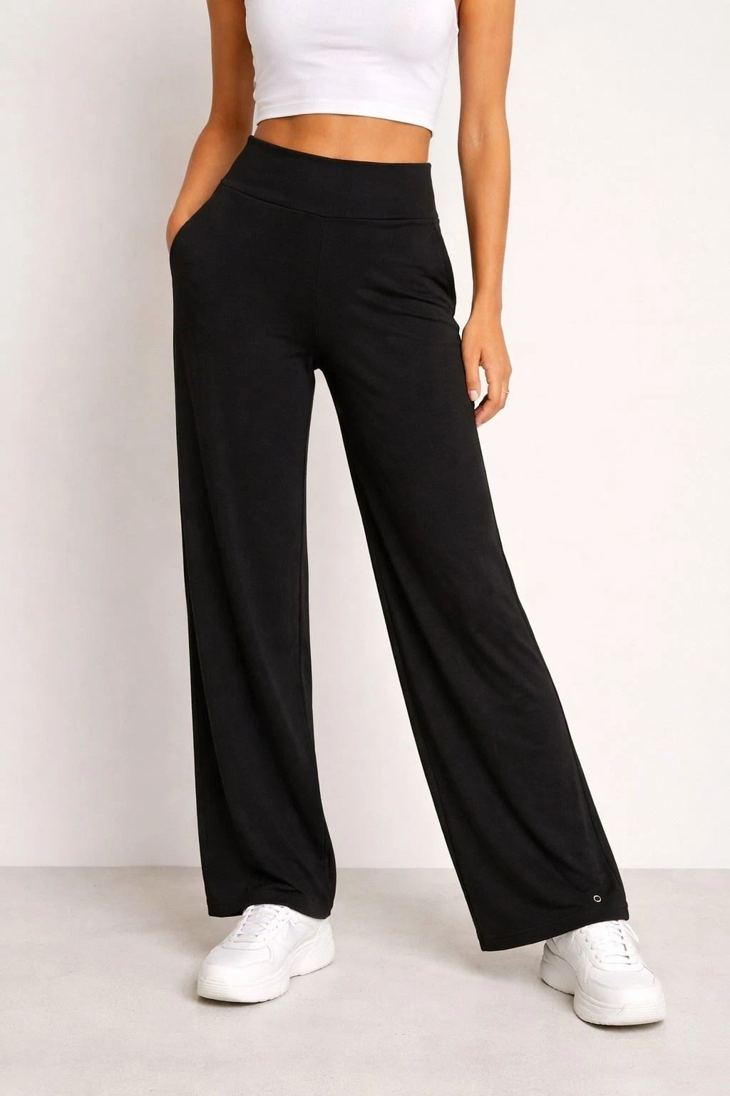 M&S Wide Trouser GOODMOVE Ladies Plain Loose Fit Viscose Mix Pant Jogger Legging
