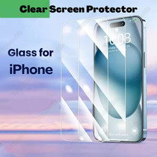 For iPhone17 16 15 14 13 12 11 Pro Max Clear Tempered Glass Screen Protector Lot