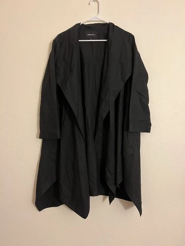 Lafayette 148 New York XL Cotton Blend Open Front Jacket Cardigan Black