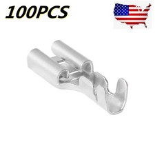 100pcs 4.8mm Female Spade Terminals Crimp Wire Connectors Non-Insulated Brass US