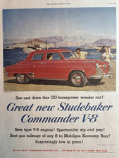 1951 Studebaker Commander V-8 Automobile Best Gas Mileage Low Price Vtg Print Ad
