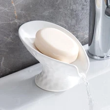 Self Draining Soap Dish,Soap Dish for Shower,White Ceramic Soap Holder for Ba...