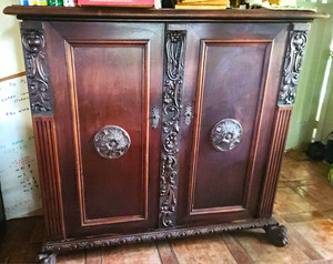Carved Raised Panel 2-Door Cabinet w/ 8 Shelves - Extact dimensions mentioned