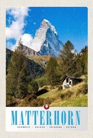 Holzschild 30X20 Cm Matterhorn Schweiz Wald Gebirge Schnee Bildmotiv Reisemotiv