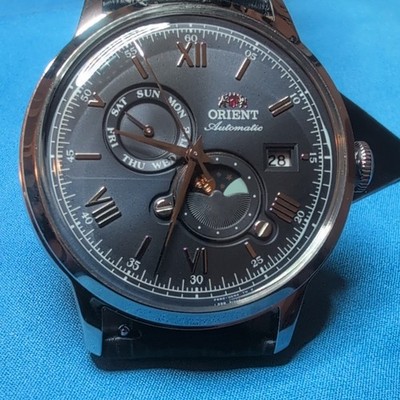 Orient Bambino Vs 9 Watch Blue Sun & Moon Dial Automatic Men's Blue Leather Band