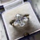 Classic Women 14K Gold Plated Sparkling Oval CZ Band Ring Wedding Engagement