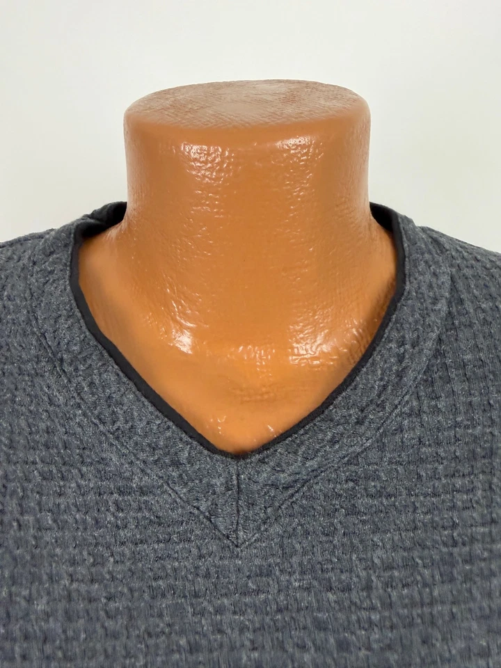 Vintage 90s Waffle-Knit Shirt XL Oversized Drop Shoulder Charcoal Minimal Heavy - Image 4 of 4