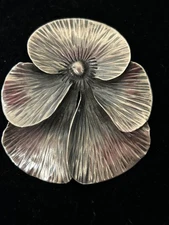 Vintage Stuart NYE Sterling Silver Pansy Flower Pin Signed