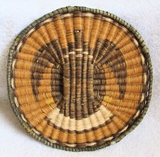 Vintage Hopi Indian Hand Woven Wicker Straw Polychrome Eagle Thunderbird Basket