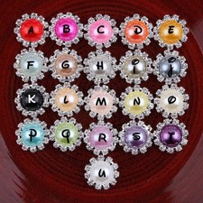 30pcs Bling Round Decorative Flatback Crystal Pearl Metal Rhinestone Buttons
