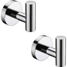 Round Bathroom Robe Hook and Towel Hook in Polished Chrome 2-Pack