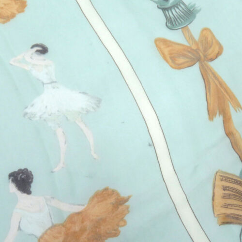 HERMES Scarf Carre 90cm LA DANCE 100% Chiffon Silk Light green Multi R1255 - Picture 4 of 6