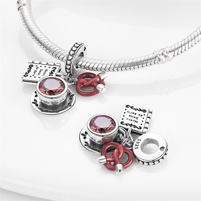 Notre Dame Paris Kaffeebrezel Liebe Herz Cafe Charm Sterlingsilber 925