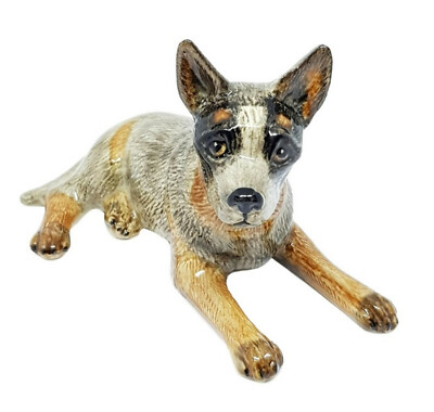 Australian Cattle Dog Ceramic Figurine - Blue/grey (Lying)