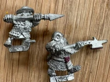 2 x Dwarf Warriors with Halberd & Spear OOP models Warhammer Fantasy Battle