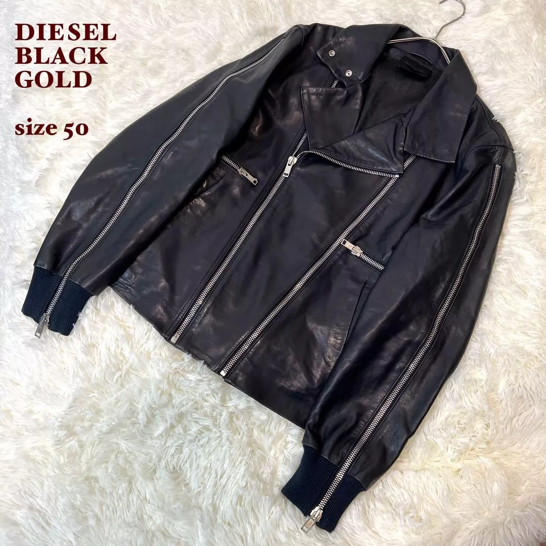 DIESEL BLACK GOLD sheep leather Riders jacket Black size: 50(XL) made in  Turkey