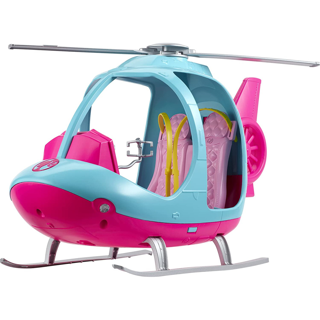 Barbie Helicopter Pink and Blue with Spinning Rotor Kids Childrens Toy New