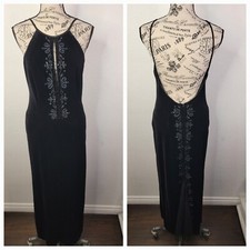 DAVE JOHNNY Laura Ryner Vintage Beaded Sheer Witchy Open Back Gown Dress 7/8