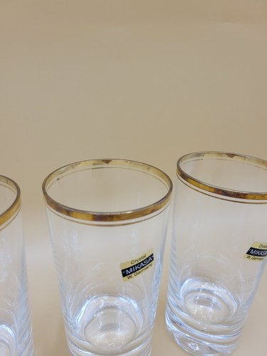 Mikasa Gold Crystal Highball or Water Glasses 5 1/2" Set of 4 New In Box See Dis - Picture 6 of 16