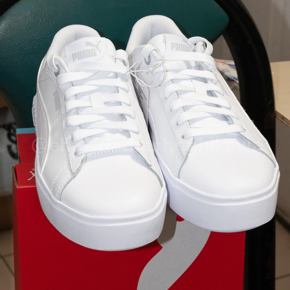 Puma Smash Platform Womens White Sneakers Casual Shoes