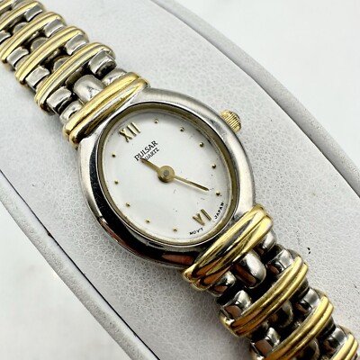 Pulsar V700-X077 Two Tone Quartz Analog Women's Watch Sz. 6'' New Battery
