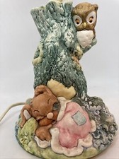 Hand painted Tinkerbell Nursery Lamp Sleeping Bunny By John Valentine England