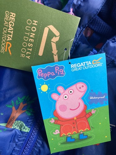 BNWT New Regatta Outdoors Blue Waterproof Jacket - Peppa Pig Muddy Puddle 18-24M - Picture 3 of 9