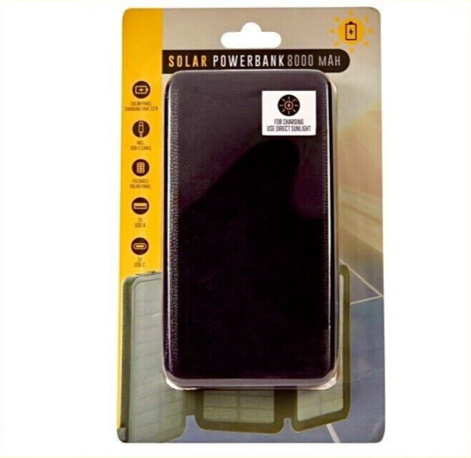 Batterie Solaire USB Anti-Panne 8000mah à Panneaux Pliants Portables