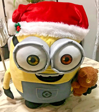 Gemmy Industries Despicable Me Minion Made wearing Christmas Hat w/Teddy Bear