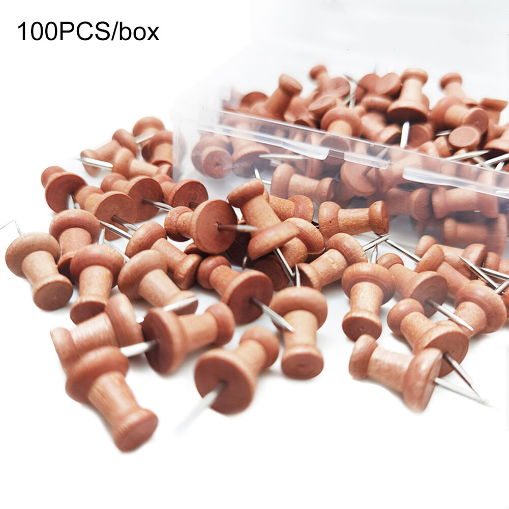 For Cork Notice Board Paper Holder Wood Push Pin Home Office Thumb Tack