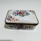 French Trinket Box Floral Decoration Porcelain Made In France with Lid Antique