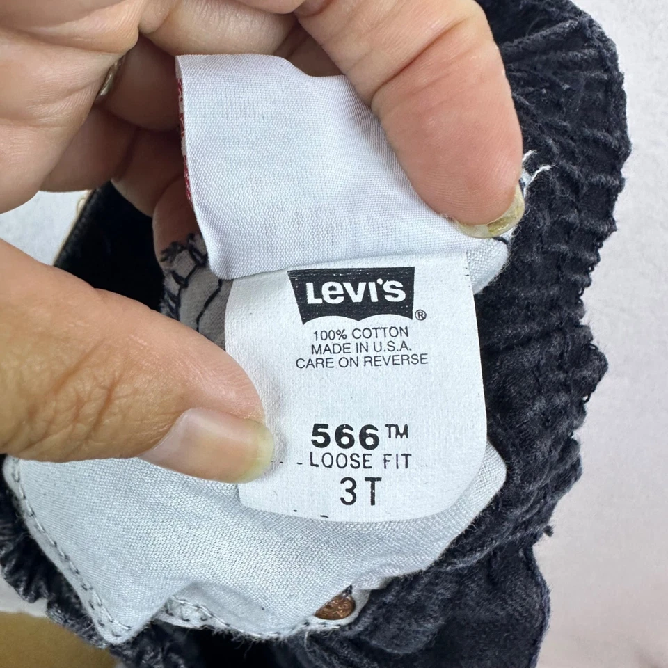 Pantalones de mezclilla vintage Levi’s 566 para niños 3T naranja lengüeta negros Y2K grunge informales retro Foto 2 de 4