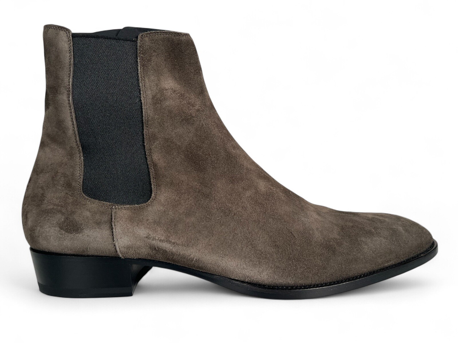 Stivali Chelsea Saint Laurent bronzo scamosciato $1.500 taglia US 16 EU 49 Made in Italy