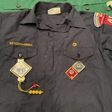 VTG Cub Scouts BSA Shirt Boys Youth Blue Short Sleeve Collar Outdoors Pocket Xl