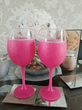 Set Of 2 Glittered Balloon Wine Glasses 