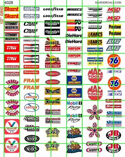 4028 DAVE'S DECALS ASST'D RACING HOT ROD DECALS 1/2" WIDTH 1:24 1:25 1:18 SCALE