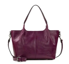 Patricia Nash Argenta Distressed Leather Crossbody Tote Bag-Dark Purple-NWT-$230