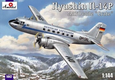 Plastikbausatz 1:144 IL-14P DDR Lufthansa Modellbau Amodel 1447