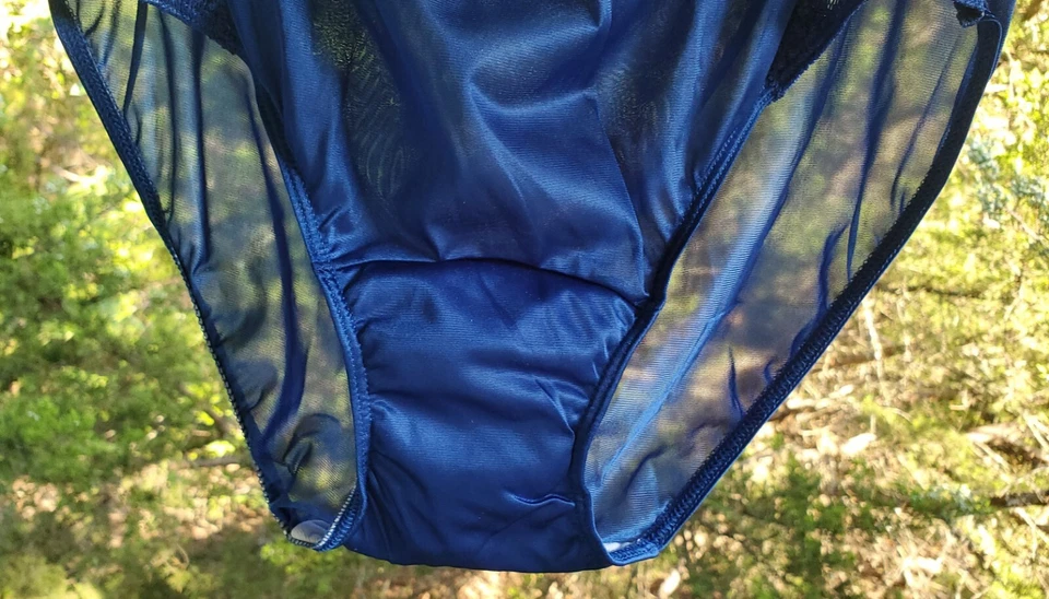 Panty de Bikini Shadowline Floral ENCAJE Brillante Nylon Sedoso 6/M AZUL 11182 Lo último Foto 3 de 4