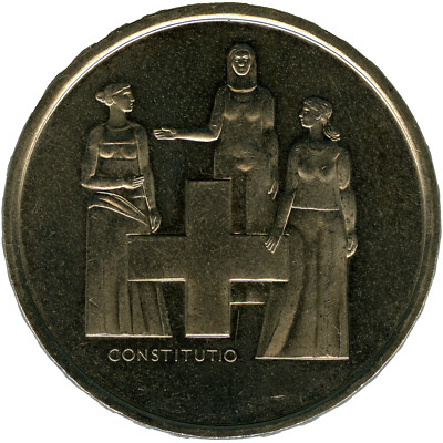   SWITZERLAND 1974   5 FRANCS   100th ANNIV REVISION CONSTITUTION   KM#52  C5330