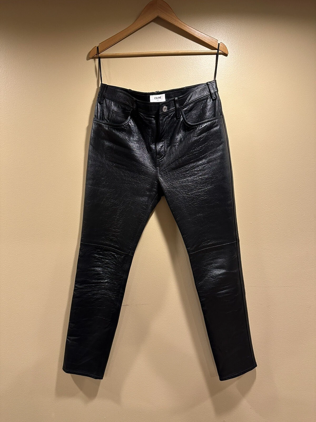 Celine — Celine x Hedi Slimane Black Lambskin Leather Pants