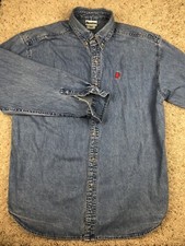 Vintage Walt Disney World Mickey Mouse Denim Blue Jean Jacket Coat Adult LARGE