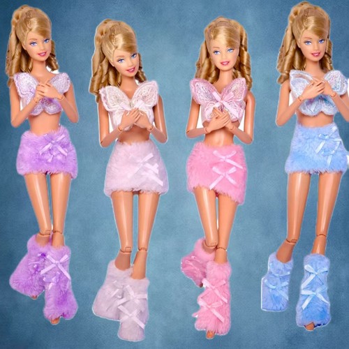 Fashion Fur 1/6 Doll Clothes Outfits Set Butterfly Top Skirt Leg Warmers 11.5"