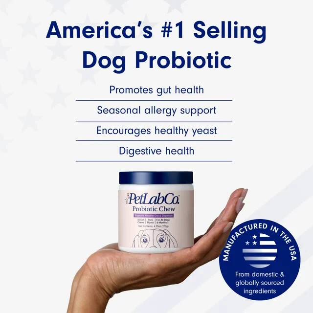 PetLab Co. Probiotics for Dogs Support Gut Health, Itchy Skin, 30